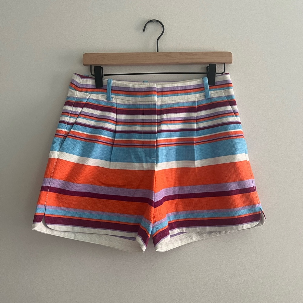 J.Crew High-Rise Striped Cotton Shorts - Picture 1 of 8